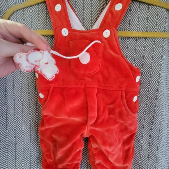 Rare Vintage Mother’s Touch Red & White Baby Jumper Overalls 3-6 Months - Picture 11 of 13